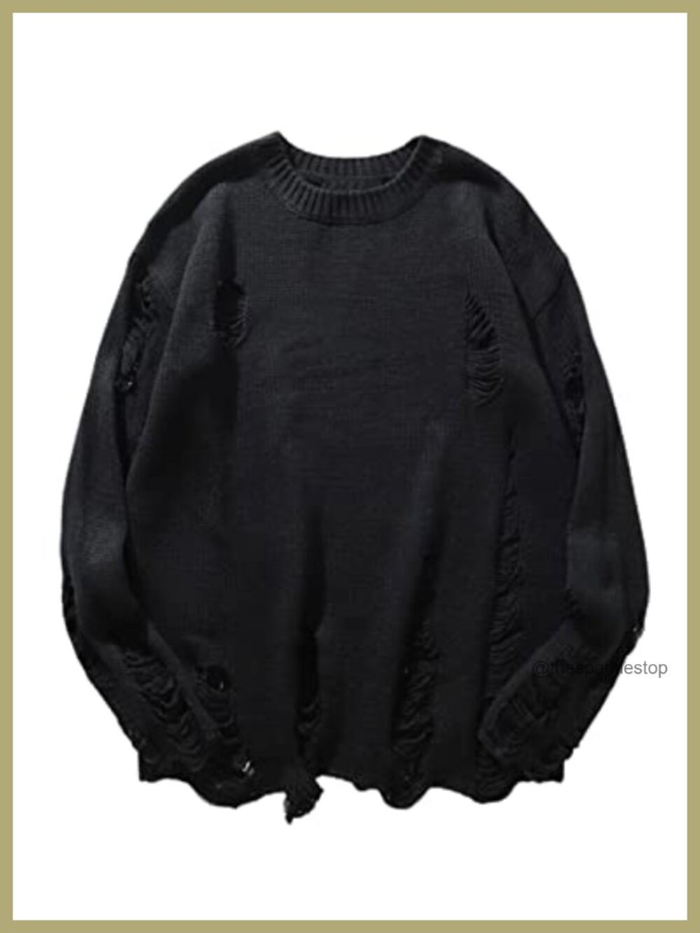 Punk Gothic Oversized Striped Ripped Knit Pullover Sweater